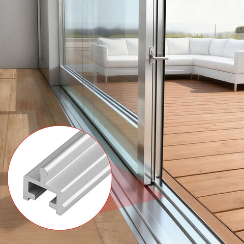 Xadnitu 96" in 2 Sections of 48" Aluminum Sliding Screen Door Track, Sliding Door Bottom Track for Screen Doors Guide or Replacement