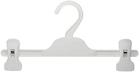 HANGERWORLD Kids Pants Hanger with Adjustable Clips (10 Pack, White) - 11inch Perfectly Sized for Baby, Kids, Child and Teens Pants, Skirts, Slacks and Jeans