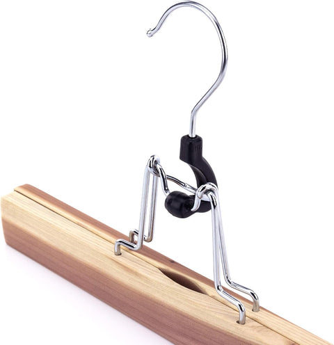 HANGERWORLD Pack of 10 Skirt and Pants Hangers with Clamp Clips, 10.6inch American Cedar Wood Hanger