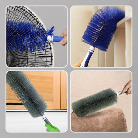 Fan Cleaner Brush, 2025 New Bendable Dusting Brush for Electric and Blind, Reusable Microfiber Dust Collector, Non-disassembly Cleaning (Blue)