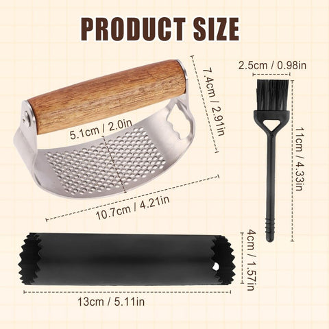 Stainless Steel Garlic Presser, Upgraded Garlic Press Rocker with Peeler and Cleaning Brush, Ergonomic Handle for Cooking Enthusiasts (1 pcs)