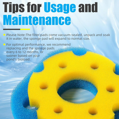Replacement Sponge Filter Media Pad Compatible with VIVOHOME/VIVOGROW 2380 GPH/2630 GPH or SUNSUN CPF-250/180 Pressure Pond Filter Foam Koi Fish