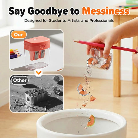 4 Pcs Pencil Sharpeners with Lid, Dual Holes Handheld Pencil Sharpener, Compatible with Standard and Jumbo Pencils, Compact Cute Sharpener for School, Home and Office (Set)