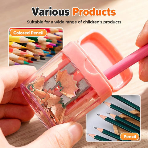 4 Pcs Pencil Sharpeners with Lid, Dual Holes Handheld Pencil Sharpener, Compatible with Standard and Jumbo Pencils, Compact Cute Sharpener for School, Home and Office (Set)