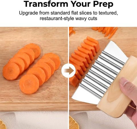 Large Crinkle Cutter French Fry Cutter, Stainless Steel Wavy Slicer with Comfortable Handle, 2026 New Wavy Chopper for Potatoes, Carrots, Vegetables & Fruits (1PC)