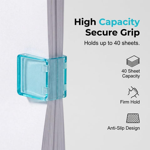 Clip-on Bookmarks – 30 Pack Transparent Color Push Paper Clips with Storage Box, Reusable Plastic Paper Clamps for Books, Study Notes, Office Documents (Random)