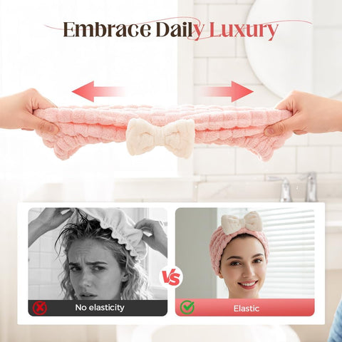 Super Absorbent Hair Towel Wrap for Women, 2026 Upgraded Microfiber Hair Towel, Quick Drying, Soft & Lightweight, Hair Turban Wrap with Bow for Wet Hair (White)