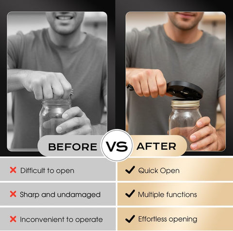 Adjtable Stainless Steel Jar Opener, Multifunctional Lid Gripper & Bottle Cap Opener for Weak Hands, Stainless Steel Can Opener Easy-Open Tool for Jars, Cans, Bottles Kitchen Gadget (1PC)