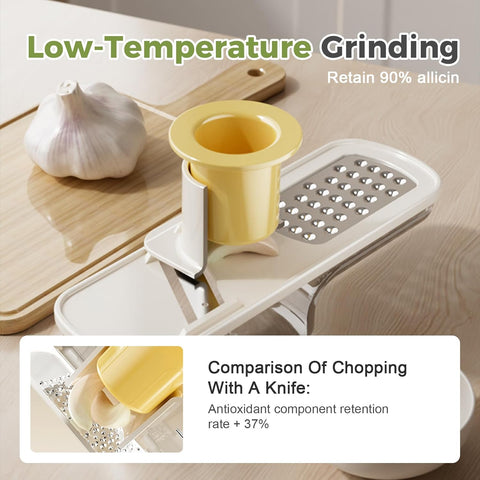 Garlic Press Rocker - Stainless Steel Garlic Crher, 2026 New Garlic Mincer and Chopper, Portable Garlic Grinder Cutter with Container, for Kitchen Smashing Garlic Vegetable (Green)