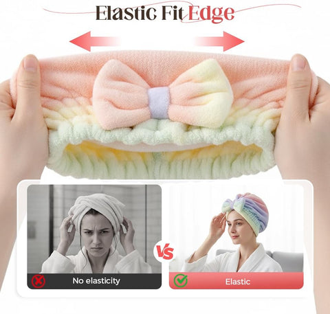 2Pcs Super Absorbent Hair Towel Wrap for Wet Hair, Microfiber Hair Drying Caps, Soft and Fast Drying Hair Towel for Home (Kit)