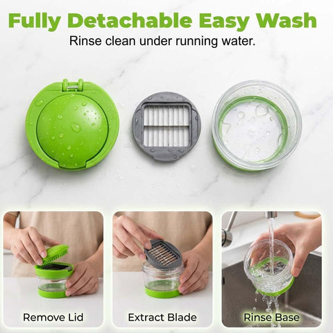 Mini Garlic Chopper and Press with Storage Container, Manual Garlic Mincer Crher Cutter, Premium Stainless Steel Blades, Handheld Compact Kitchen Gadget for Garlic, Ginger & Small Herbs (3PCS)