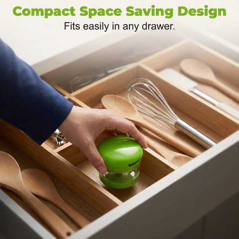 Mini Garlic Chopper and Press with Storage Container, Manual Garlic Mincer Crher Cutter, Premium Stainless Steel Blades, Handheld Compact Kitchen Gadget for Garlic, Ginger & Small Herbs (3PCS)