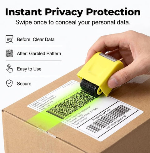 3PCS Identity Theft Protection Roller Stamp, Privacy Security Stamp for Confidential Information, Blackout Roller for Mail, Address, ID & Document Protection (Mix: Orange, Black, Green)