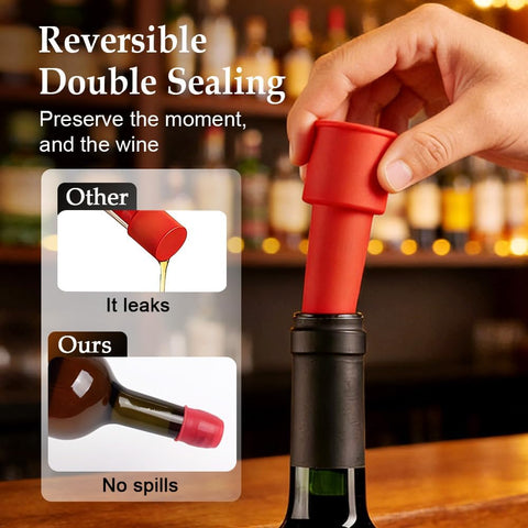 8 PCS Silicone Wine Stopper for Wine Bottles, Double-Layer Leakproof Seal, Reusable Sparkling Wine Bottle Stopper for Wine, Beer, Soda (Style D)