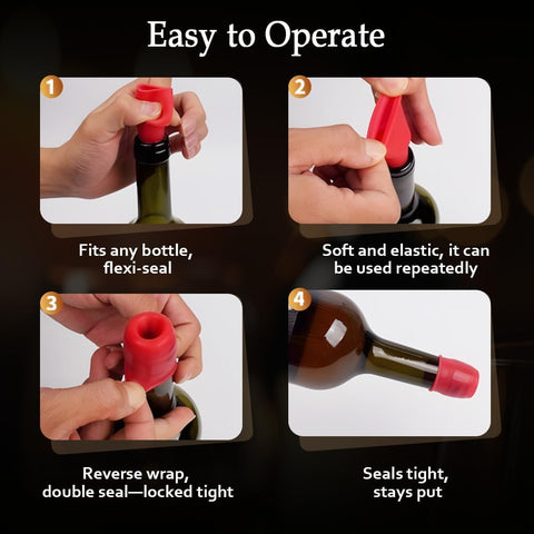 8 PCS Silicone Wine Stopper for Wine Bottles, Double-Layer Leakproof Seal, Reusable Sparkling Wine Bottle Stopper for Wine, Beer, Soda (Style D)