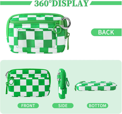 The Iris' Wallet Wristlet Pouch 2nd Gen for Women/Men,Iris Carry All Wallet Zip Card Case with ID Window,Portable Change Coin Purse,Waterproof Nylon Keychain Purse for Travel Daily(Green)