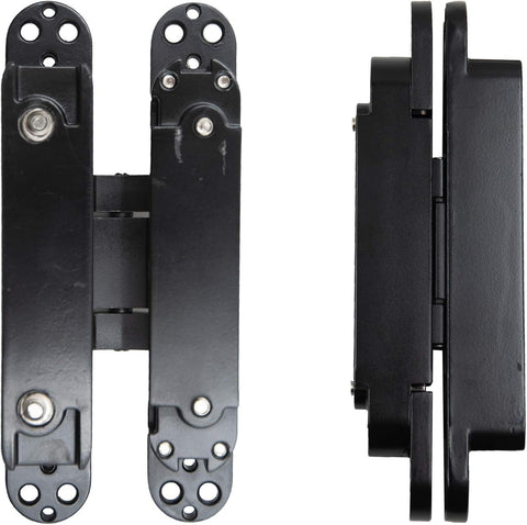 6 inch Hidden Door Hinges Invisible Hinges Concealed Hinges Zinc Alloy 180 Degree Swing Hinge 3 Way Adjtable Butt Hinge 6 x 2.5 x 1 inch (Black Pack of 3)