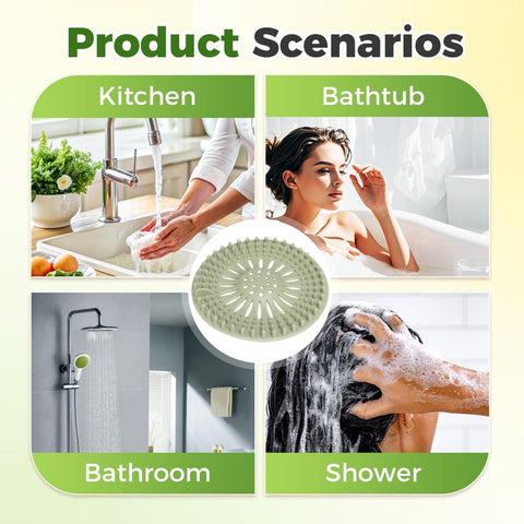 Hair Catcher Shower Drain, Silicone Sink Drain Strainer, Durable Easy Clean Drain Covers for Sink, Kitchen, Bathtub and Bathroom Drains (Set, 4 pcs)