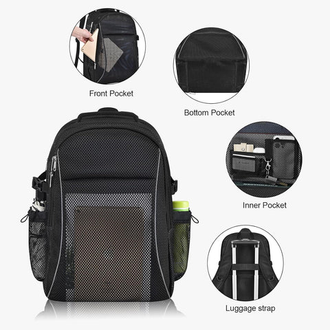 Heavy Duty X-Large Mesh Backpacks for Adults,Semi-Transparent college Backpacks with Rain cover for School, Beach, and Travel (X-Large)