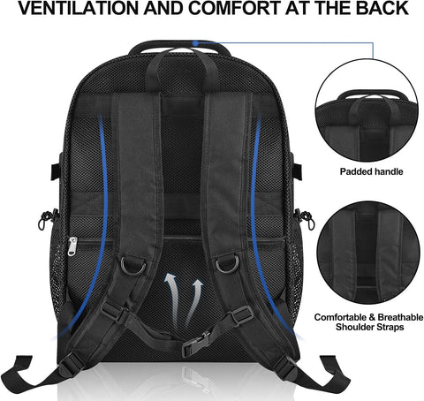 Heavy Duty X-Large Mesh Backpacks for Adults,Semi-Transparent college Backpacks with Rain cover for School, Beach, and Travel (X-Large)