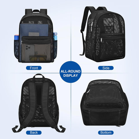 Heavy Duty Semi-Transparent Mesh Backpack，See Through College Student Backpack，
