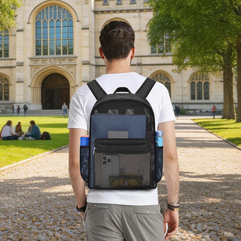 Heavy Duty Semi-Transparent Mesh Backpack，See Through College Student Backpack，