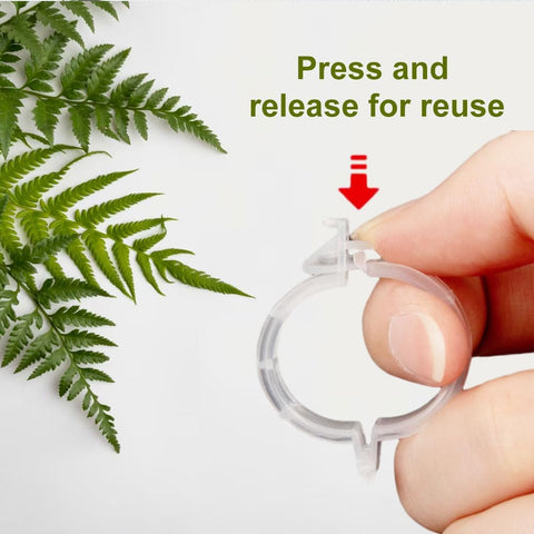 Secured Plastic Plant Clip, 2024 New Plant Support Clips for Climbing Plants, Portable Garden Plant Support Clips Plastic Tomato Grape Vine Vegetables Plant Clips (100, White)