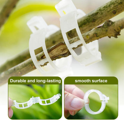 Secured Plastic Plant Clip, 2024 New Plant Support Clips for Climbing Plants, Portable Garden Plant Support Clips Plastic Tomato Grape Vine Vegetables Plant Clips (100, White)