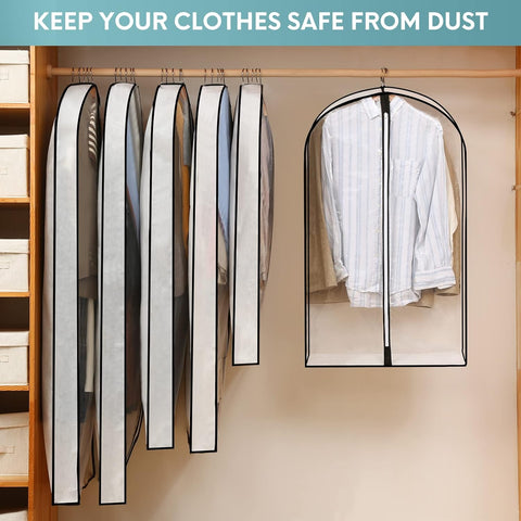 40" Clear Garment Bags for Hanging Clothes, 4" Gseted Suit Bags for Closet Storage, Hanging Clothes Storage Suit Cover Bags with Zipper for Coats, Jackets, Shirts, 4 Packs