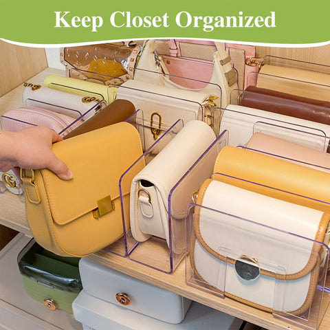 2 Pcs Acrylic Clear Purse Storage Organizers, 4 Sections Dividers in Bedroom Office (bright)