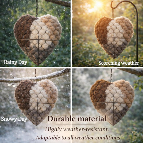 2PCS Alpaca Fiber Bird Nesting, Handmade Alpaca Fiber Bird Nesting Heart (Stuffable), 3 Bags of Nesting Materials, Warm Nests for Winter Birds, for Home Gardens and Wild Birds (2 PCS)