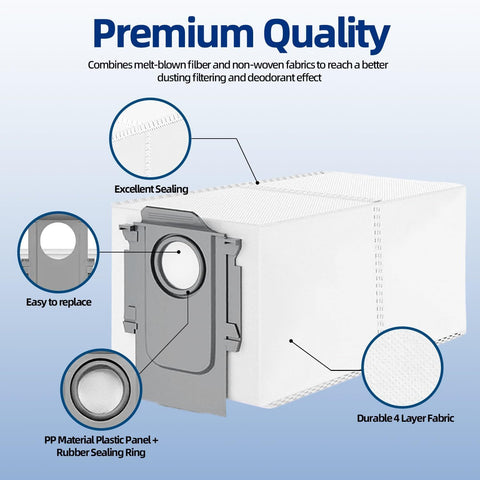 25 Packs Disposable Dust Bags for Roborock QV35A/ Qrevo S5V, Saros 10R/10/Z70, S8 MaxV/Max Ultra, Qrevo MaxV/Pro/Curv/CurvX/Edge/Slim/Edge S5A/Pro/Plus/Master/Qrevo S Robot Vacuum