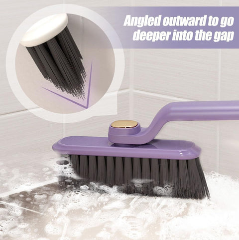 Multi-Function Rotating Crevice Cleaning Brush, 360° Rotating No Dead Corners Crevice Gap Brush Hard Bristle Crevice Gap Cleaning Brush, Household Cleaning Tool for Kitchen Bathroom (2, Purple)
