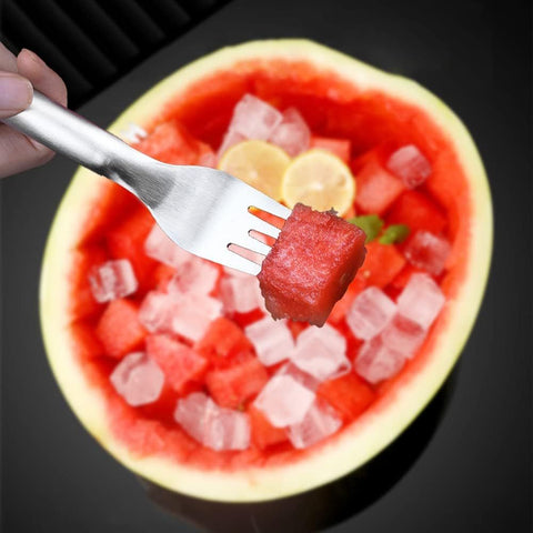 2-in-1 Watermelon Fork Slicer, Stainless Steel Fruit Cutter Watermelon Cutter Slicer Tool (2)