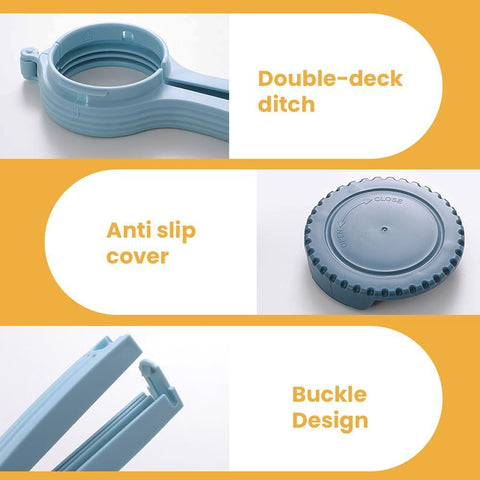 Bag Clip with Pour Spout, Food Bag Sealing Clip, Reusable Plastic Cap Sealer (4)