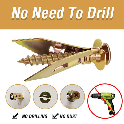Self-Drilling Anchors Screws, 2024 New Zinc Plated Steel Self-Drilling Anchors Drilling Drywall Anchors with Screws, Wall Anchors Easy Application for TV Bike Cabinet (50, 12 mm x 30 mm)