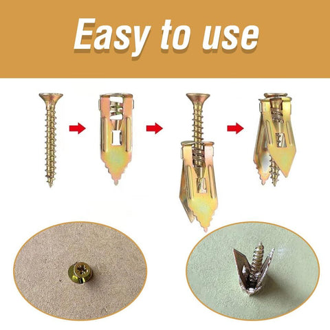 Self-Drilling Anchors Screws, 2024 New Zinc Plated Steel Self-Drilling Anchors Drilling Drywall Anchors with Screws, Wall Anchors Easy Application for TV Bike Cabinet (50, 12 mm x 30 mm)