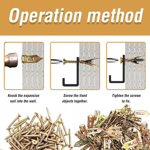 Self-Drilling Anchors Screws, 2024 New Zinc Plated Steel Self-Drilling Anchors Drilling Drywall Anchors with Screws, Wall Anchors Easy Application for TV Bike Cabinet (50, 12 mm x 30 mm)