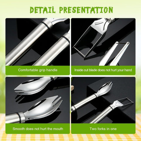 2-in-1 Stainless Steel Fruit Cutter Watermelon Cutter, Watermelon Slicer Cutter Summer Watermelon Cutting Artifact for Kitchen DIY (1)