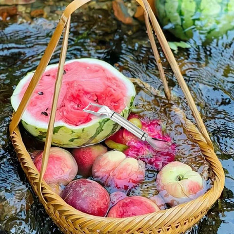 2-in-1 Stainless Steel Fruit Cutter Watermelon Cutter, Watermelon Slicer Cutter Summer Watermelon Cutting Artifact for Kitchen DIY (1)