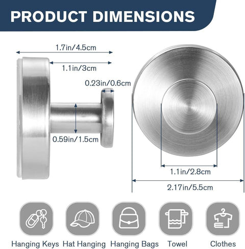 Suction Cup Hooks - 2025 Upgraded Stainless Steel Heavy Duty No Drill Hooks for Wreaths on Glass, Shower Towels & Front Door (2, Black)