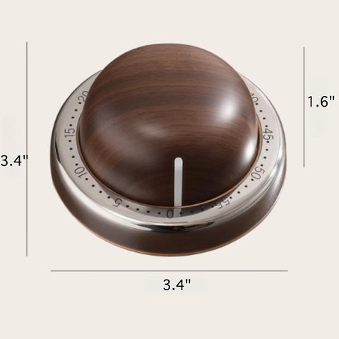 Modern Mechanical Kitchen Timer with Wood Grain Design, Stainless Steel Base, Easy-to-Use Cooking Timer for Home