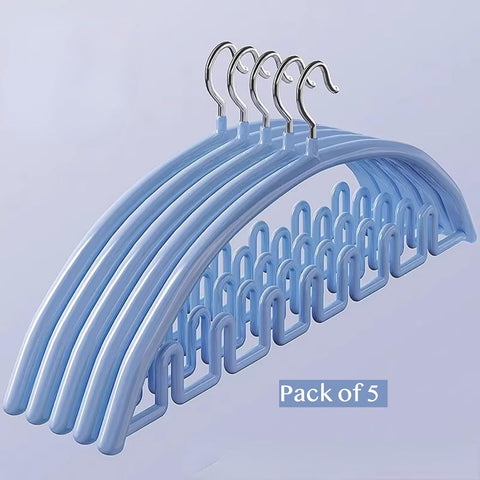 5 Pack Wave Hangers with Hooks for Bras Lingerie Cami Tops, Space-Saving Storage Multi-Functional Closet Organizer Hook (Blue,5)