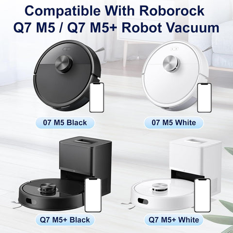 18 Pack Accessories Replacement Parts Compatible with Roborock Q7 M5, Q7 M5+ Robot Vacuum Cleaners, 2 Main Brush, 4 Hepa Filter, 6 Mop Pads, 6 Side Brush