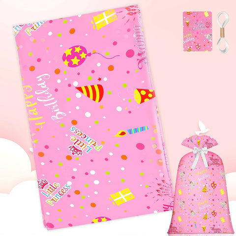 Extra Large Gift Bag Girl Birthday Jumbo Gift Bag, Bday Pink Giant Plastic Oversized Gift Bag Huge Gift Wrap Bag Birthday Bag Wrapping Bag for Large Gift(48inch 1Pack)