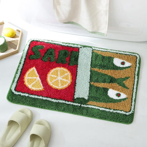 Bathroom Tufted Velvet Bath Mat - Super Absorbent Non Slip Rug for Bathroom Kitchen Entrance - Soft Polyester Floor Mat for Shower Toilet - Vintage Green 45x70cm