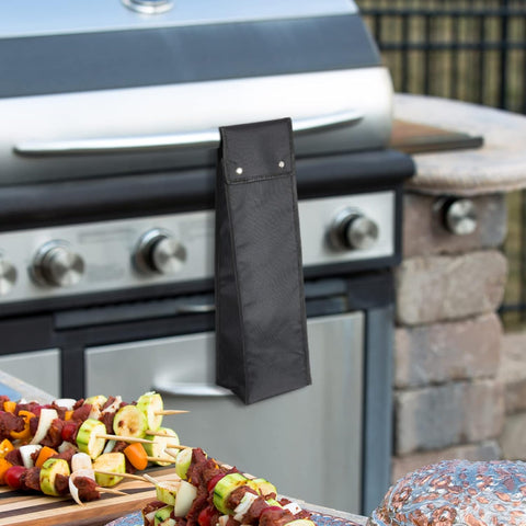 Grill Utensil Storage Bag BBQ Tool Bags Barbecue Hardware Holder Pouch Oxford Cloth Accessory Foldable for Camping Hiking(1 Pcs,Black)