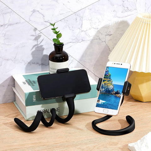 2 Pcs Stroller Phone Holder Portable Cell Stand Universal Accessories for Parent Baby Toddler Cellphone Clamp with Non Slip Silicone Arm Grip(Black,Novel) Black