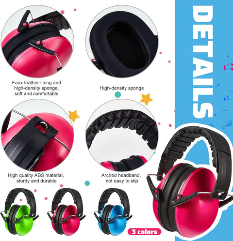 6 Pcs Noise Cancelling Headphones Kids Adult Ear Muffs Bulk, Protection 27db Reduction Hearing Earmuff(Novel Style,Green Pink Blue) Green Blue