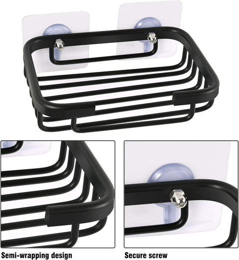 Soap Dish,Premium Dish for Shower, Space Aluminum Wall Mounted Bar Holder Bathroom Shower Kitchen Wall, Drilling Installation or Directly Paste Black 5׳.5ױinch
